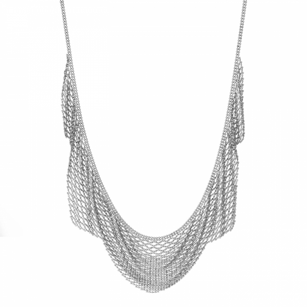 18k White Gold Diamond Cut Mesh Necklace